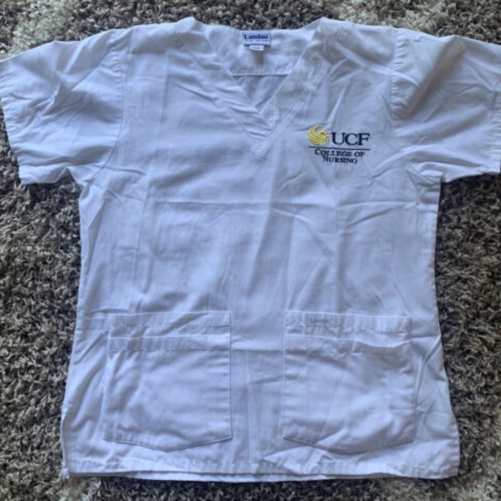 UCF College of Nursing Scrub Top White Size Small